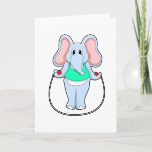 Carte Éléphant à la salle de sport avec corde à sauter.P