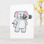 Carte Éléphant à l'entraînement de force avec haltère (Fleur jaune)