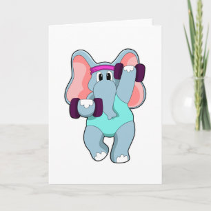 Carte Éléphant à l'entraînement en force avec Haltères
