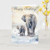 Carte Elephant and Baby (Fleur jaune)