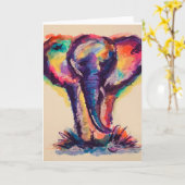 Carte Eléphant arc-en-ciel (Fleur jaune)