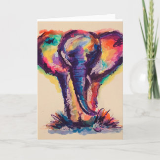 Carte Eléphant arc-en-ciel