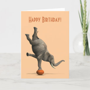 Carte Éléphant artistique comique sur le basket-ball
