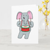 Carte Elephant at Music with Drum (Fleur jaune)
