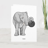 Carte Éléphant au bowling avec boule de bowling (Dos)