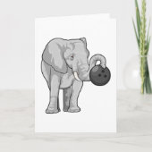 Carte Éléphant au bowling avec boule de bowling (Devant)