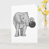 Carte Éléphant au bowling avec boule de bowling (Fleur jaune)