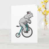 Carte Éléphant au cirque avec bicyclette (Fleur jaune)