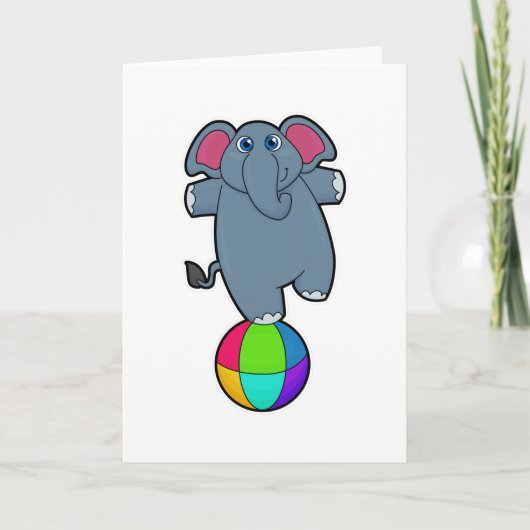 Carte Éléphant au cirque avec un ballon de cirque (Devant)