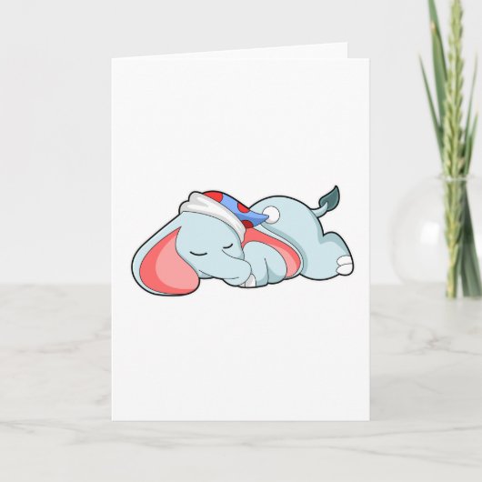 Carte Eléphant au coucher avec tête de lit (Devant)