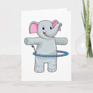 Carte Éléphant au sport avec des pneus de fitness