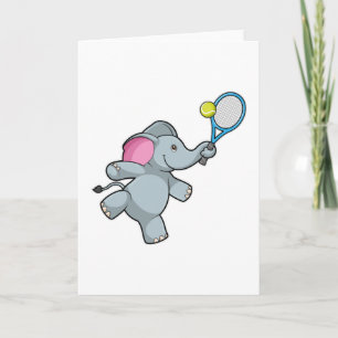 Carte Elephant au Tennis avec raquette de tennis