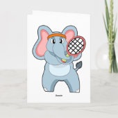 Carte Éléphant au tennis avec une raquette de tennis (Dos)