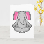 Carte Éléphant au Yoga en tailleur (Fleur jaune)