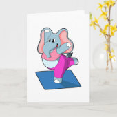 Carte Éléphant au yoga Étirements en position debout (Fleur jaune)