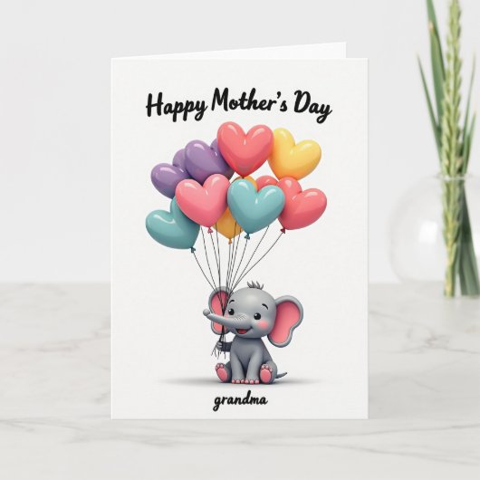Carte éléphant aux ballons pastel (Devant)