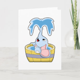 Carte Éléphant avec baignoire pleine d'eau