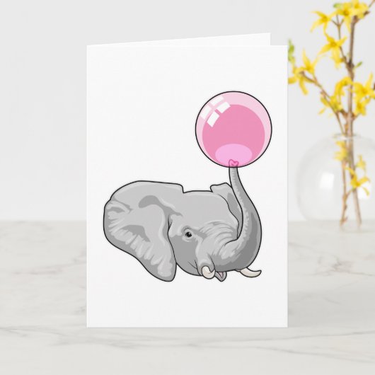 Carte Éléphant avec ballon (Fleur jaune)