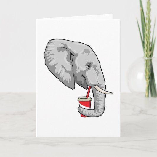 Carte Eléphant avec boisson (Devant)