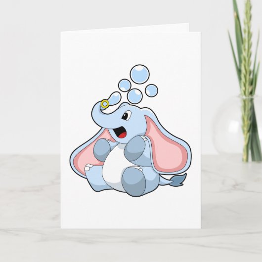 Carte Éléphant avec bulles d'eau (Devant)