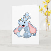 Carte Éléphant avec bulles d'eau (Fleur jaune)