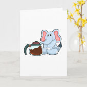 Carte Éléphant avec cafetière (Fleur jaune)