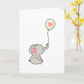 Carte Éléphant avec cœur dans un ballon (Fleur jaune)