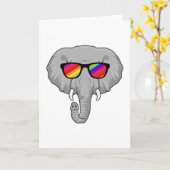 Carte Éléphant avec des lunettes de soleil (Fleur jaune)