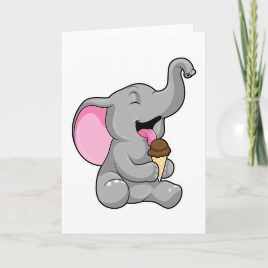 Carte Éléphant avec glace au gaufre au chocolat (Devant)