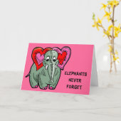 Carte Éléphant avec l'anniversaire de coeurs (Fleur jaune)