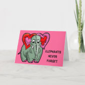 Carte Éléphant avec l'anniversaire de coeurs (Devant)