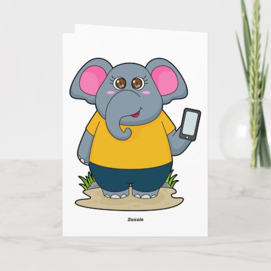 Carte Éléphant avec mobile (Dos)