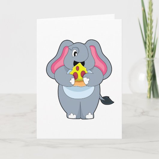Carte Éléphant avec Pizza (Devant)