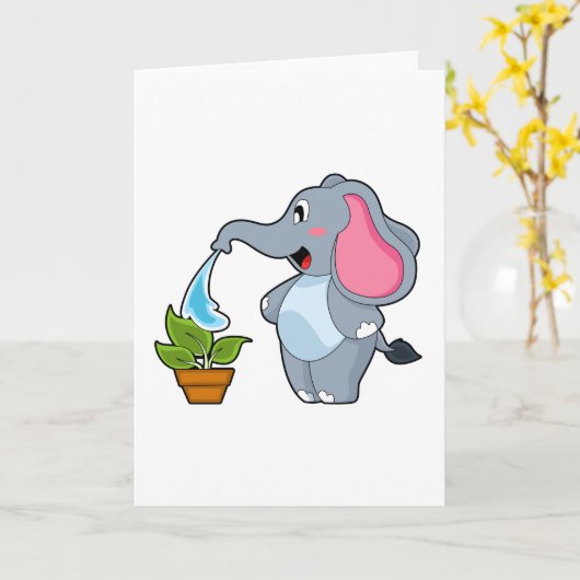 Carte Éléphant avec Plante (Fleur jaune)