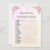 Carte Elephant Baby shower Animal Baby Names (Devant)