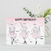Carte Éléphant Ballerine Anniversaire (Debout devant)