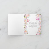 Carte Eléphant Bébé avec pivoines et ballons Anniversair (Intérieur)