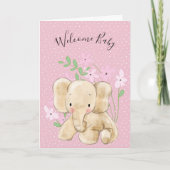 Carte Eléphant bébé en fleurs pour nouveau-né (Devant)