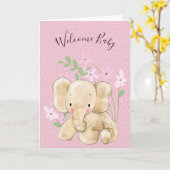 Carte Eléphant bébé en fleurs pour nouveau-né (Fleur jaune)