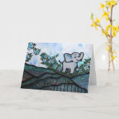 Carte Eléphant Bébé mignon (Fleur jaune)