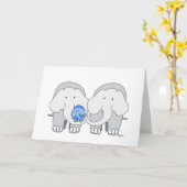 Carte Éléphant Bleu Bébé (Fleur jaune)