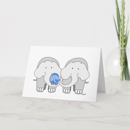 Carte Éléphant Bleu Bébé (Devant)