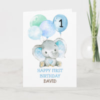 Elephant Blue Boy Premier anniversaire mignon 1er