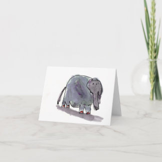 Carte Éléphant botté avec la pointe du pied par rouge •