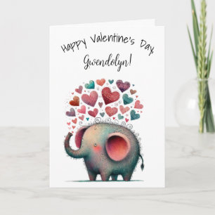 Carte Éléphant Capricieux Mignon Joyeuse Saint-Valentin