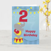 Carte Eléphant Circus 2e Anniversaire (Fleur jaune)
