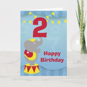 Carte Eléphant Circus 2e Anniversaire