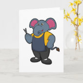 Carte Éléphant coiffeur avec ciseaux (Fleur jaune)
