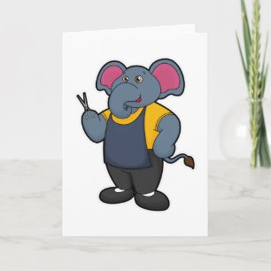 Carte Elephant coiffeur avec ciseaux