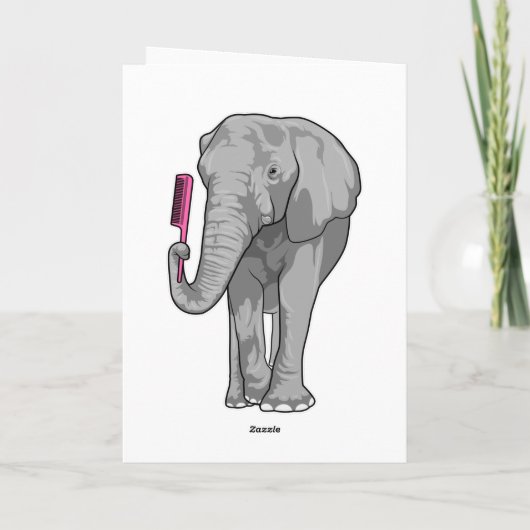 Carte Éléphant coiffeur avec peigne (Dos)